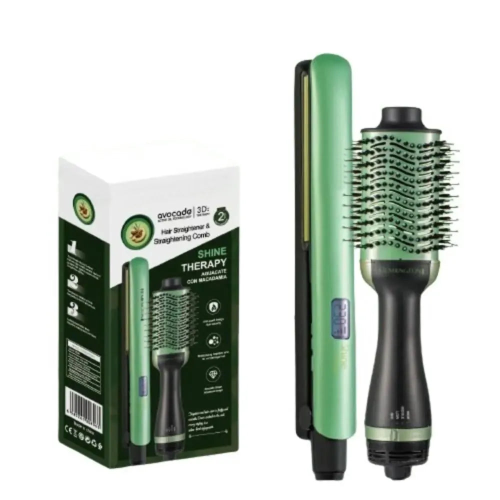 Combo 2 en 1 Plancha + Cepillo Secador Cabello